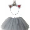 Adult Silver Unicorn Costume - Tutu Skirt & Headband Horn Set For Adult Or Plus Size -Little Loom Store Uni HB Tutu Silver