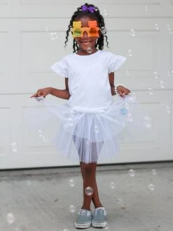 White Tutu Skirt For Girls – 3-Layer Tulle Ballet, Dance, And Dress-Up Costume Skirt -Little Loom Store White2c 1