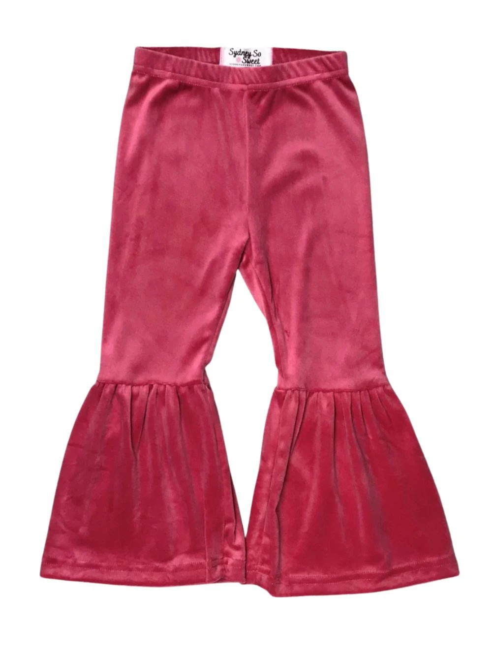 Dusty Rose Pink Girls Velvet Bell Bottoms 4 Dusty Rose Pink Girls Velvet Bell Bottoms - Image 2