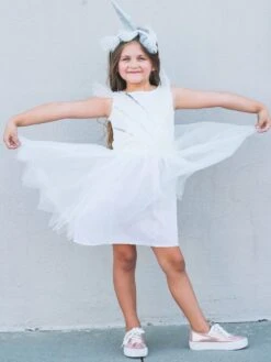 White Magical Unicorn Costume Deluxe Halloween Dress Up For Girls, Toddler