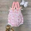 White & Pink Coquette Bow Girls Baby Bubble Romper
