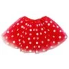 Red & White Polka Dot Tutu Skirt – 3 Layer Tulle Skirt For Kids & Adults – Costume, Dance, Dress-Up -Little Loom Store White Polka Red
