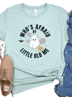 Who's Afraid Of Little Old Me Women's Graphic T-Shirt -Little Loom Store Who sAfraidDustyBlue
