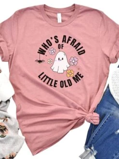 Who's Afraid Of Little Old Me Women's Graphic T-Shirt -Little Loom Store Who sAfraidHeatherMauve