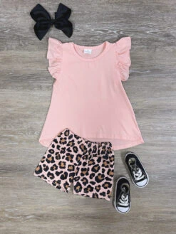 Wild About You Leopard Girls Shorts Outfit