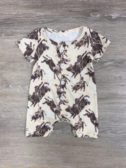 Wild West Bucking Bull Boys Baby Romper