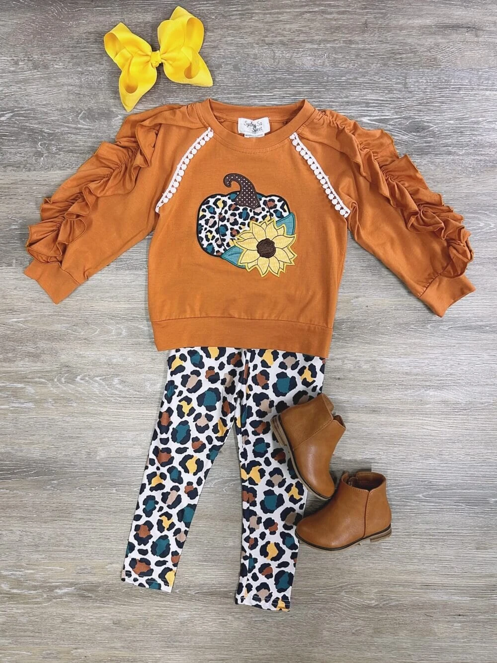 Wild About Fall Ruffle Sleeve Girls Leggings Outfit 3 Wild About Fall Ruffle Sleeve Girls Leggings Outfit