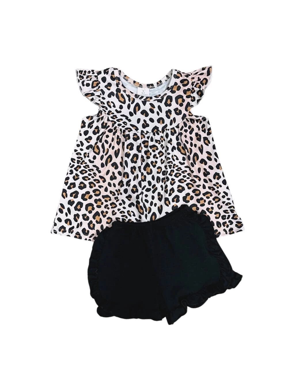 Wild & Chic Leopard Print Girls Ruffle Shorts Outfit 4 Wild & Chic Leopard Print Girls Ruffle Shorts Outfit - Image 2