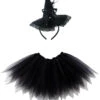 Black Pixie Witch Costume Set For Adults & Plus Size – Tutu Skirt & Headband Hat – Magical Outfit For Halloween & Cosplay