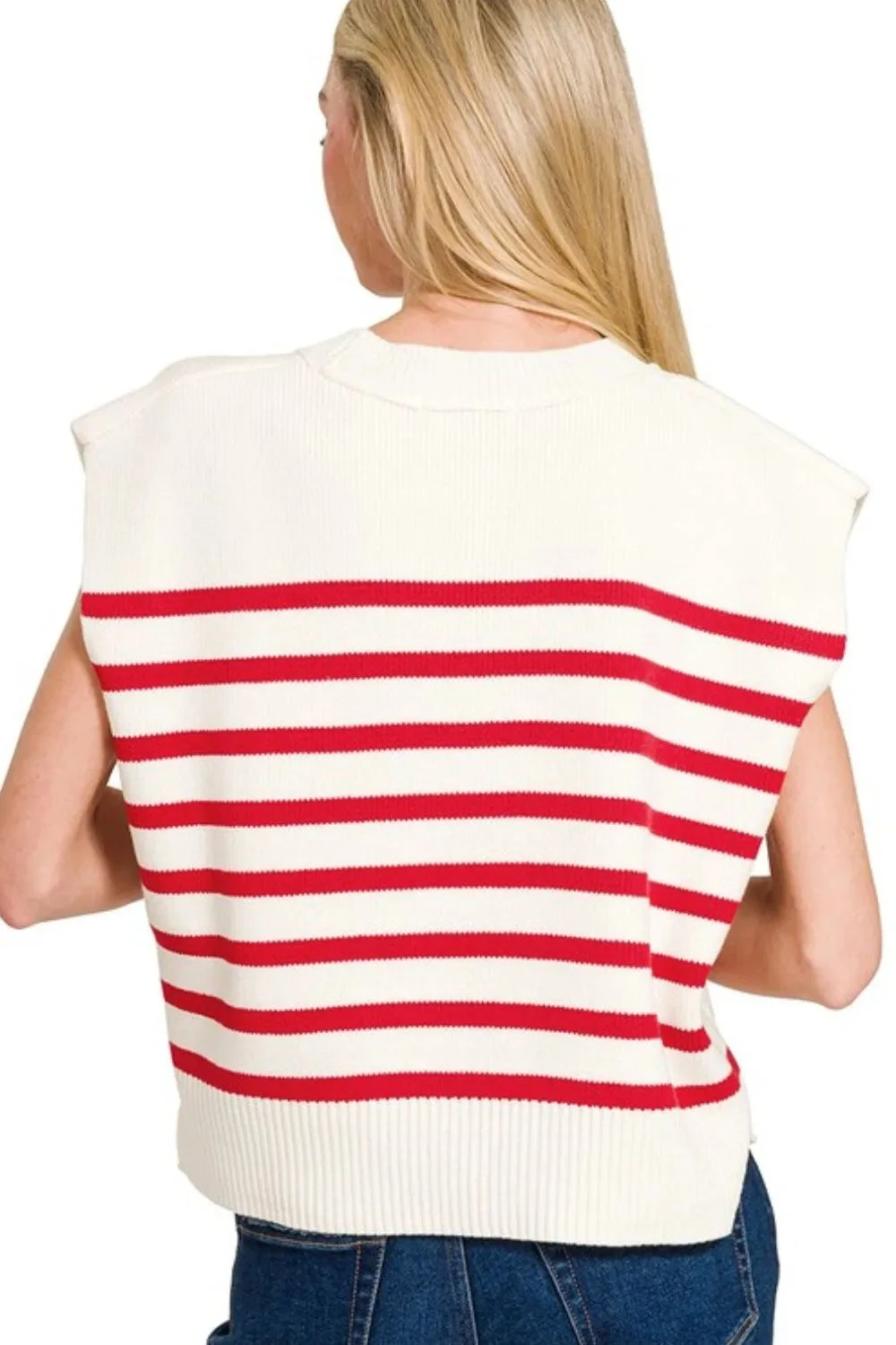 Zenana Oversized Crew Neck Stripe Sweater Vest 5 Zenana Oversized Crew Neck Stripe Sweater Vest - Image 3