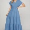 She + Sky Surplice Short Sleeve Tiered Maxi Dress With Pockets -Little Loom Store a130f587 8cba 4c6d b1cd ea6e02748b8c Max