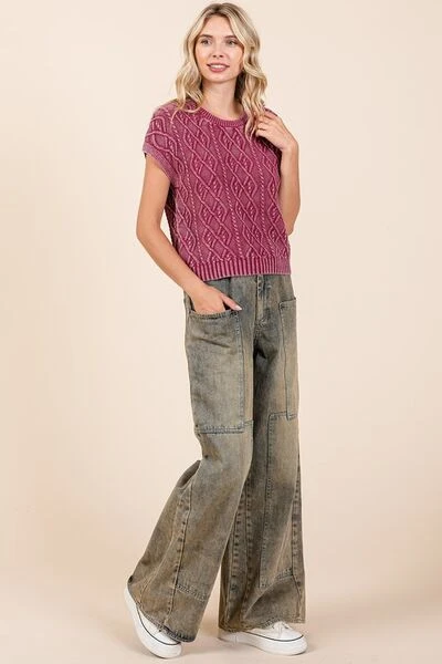 Mittoshop Washed Wide Leg Jeans With Pockets 9 Mittoshop Washed Wide Leg Jeans With Pockets - Image 7