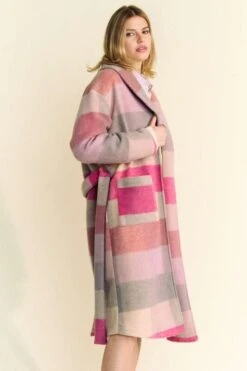 Davi & Dani Tied Color Block Collared Neck Coat -Little Loom Store a2336d12 296f 4dfe a934 850ede203808 Max