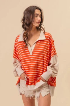 BiBi Stripe Knit Loose Fit Top With Cut Edge Detail 33 BiBi Stripe Knit Loose Fit Top With Cut Edge Detail -Little Loom Store a2a559bf0dc6450ab33aee1f061b8cc8 Max Origin