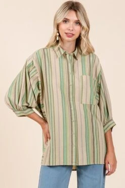 Mittoshop Striped Bubble Sleeve Button Down Shirt -Little Loom Store a362db1b 40c0 48c9 85ba 9807309e9d61 Min