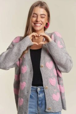 ADORA Button Down Heart Sweater Cardigan -Little Loom Store a43209ae29834fd192fb8790eb7fc929 Max Origin