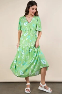 VERY J Printed V-Neck Resort Midi Dress -Little Loom Store a4c56240c77843dbb7578e3f2a0ede17 Max Origin