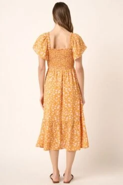 Mittoshop Flower Print Flutter Sleeve Smocked Midi Dress -Little Loom Store a4d50543 ac74 4563 a2a3 170933af6a72 Min