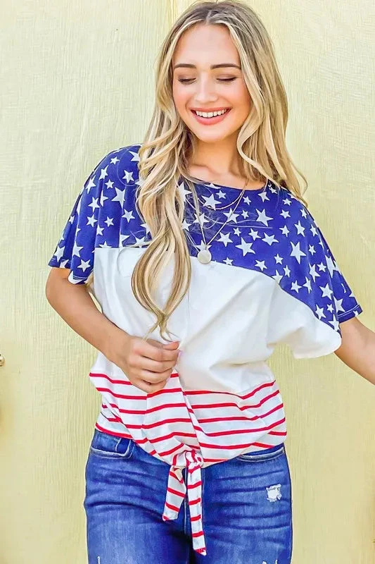 And The Why American Flag Print Tie Knot Front Casual Top 4 And The Why American Flag Print Tie Knot Front Casual Top - Image 2
