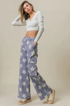 BiBi Flower Printed Side Pocket Wide Pants -Little Loom Store a5d258fefb654056b958b055a7480983 Max Origin