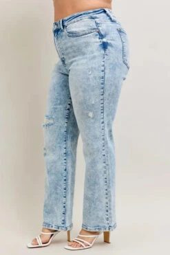 Judy Blue Full Size Hw Mineral Wash Destroy 90's Straight Jeans Plus Size -Little Loom Store a62dbbfb d47a 4067 8422 b06866423f15 Max Origin