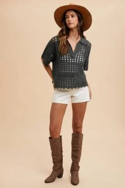 Annie Wear Openwork Johnny Collar Knit Cover Up -Little Loom Store a670a22d 07e0 43ac 992b 21c29d1344dd Max