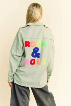 Davi & Dani Multi Color Rock & Roll Fringed Hem Loose Fit Shacket