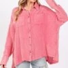 SAGE + FIG Frayed Hem Side Slit Button Down Shirt