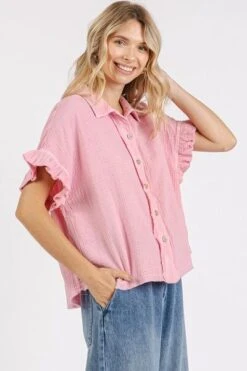 Mittoshop Mineral Washed Button Down Flounce Sleeve Shirt -Little Loom Store a73d61bb f5d6 4b09 b593 1510b8c33c83 Min