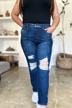 Judy Blue Full Size High Waist Rigid Magic Heavy Destroy Straight Jeans -Little Loom Store a87876aa 7b6a 44dc 9659 b90fb48c1786 Max