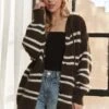 ADORA Horizontal Stripes Hoodie Cardigan