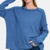 Zenana Full Size Exposed Seam Brushed Round Neck Sweater -Little Loom Store aa261580 c8c1 413b 8f7c d39c961314b2 Max