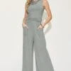 Basic Bae Full Size Ribbed Tank And Wide Leg Pants Set