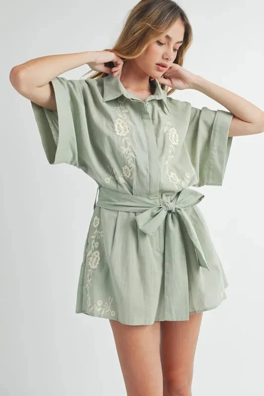 MABLE Embroidered Button Down Collared Neck Romper 5 MABLE Embroidered Button Down Collared Neck Romper - Image 3