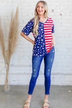 And The Why American Flag Short Sleeve Top