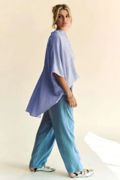 Davi & Dani Rhinestone Pleat Back Short Sleeve Loose Fit Shirt -Little Loom Store add0b10f16e04fe9a502765727597b4a Max Origin