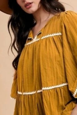 Annie Wear Tassel Contrast Trim Tie Neck Half Sleeve Tiered Dress -Little Loom Store ae44bce8 a23e 4ffa 9a6e db8df5bb3718 Max