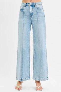 RISEN Full Size High Waist Wide Leg Pintuck Detailed Plus Size