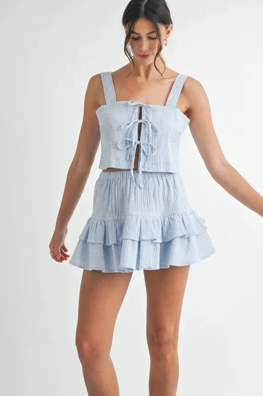 MABLE Gingham Plaid Crop Top And Mini Skirt Set 11 MABLE Gingham Plaid Crop Top And Mini Skirt Set - Image 9