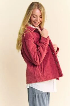 Davi & Dani Quilted Button Down Shacket With Chest Pockets -Little Loom Store b1367f97 c107 4bba b79f 24b521f527ba Max