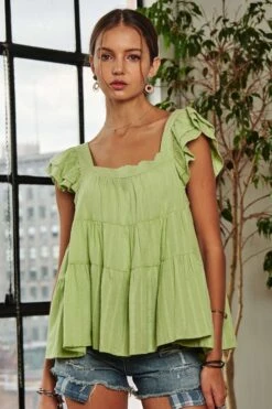 ADORA Ruffle Sleeve Babydoll Tunic Top -Little Loom Store b148795ec1ac4b9db75edad5fa318a75 Max Origin