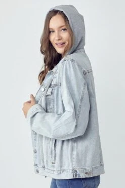 RISEN Full Size Distressed Drawstring Hooded Denim Jacket -Little Loom Store b20777f5 bbc3 4366 b9ef b11f8c26ab7d Max