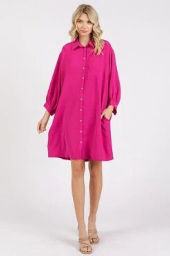 Mittoshop Airflow 3/4 Sleeve Buttoned Shirt Mini Dress -Little Loom Store b2855b2b 3420 40b5 9a3e 1825ae9222b7 Min