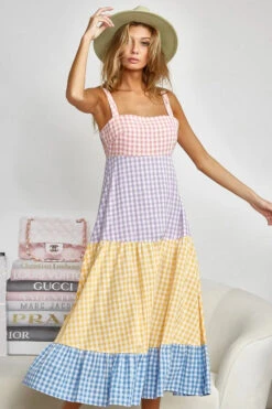 BiBi Color Block Tiered Gingham Dress 17 BiBi Color Block Tiered Gingham Dress -Little Loom Store b2b760a3d92346a68bd5ffe2d0946c34 Max Origin