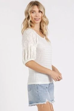 Mittoshop Mixed Media Textured Knit Popcorn Puff Sleeve Blouse 10 Mittoshop Mixed Media Textured Knit Popcorn Puff Sleeve Blouse -Little Loom Store b30fe900 31ff 43ee 8ac9 48b9147806c8 Min
