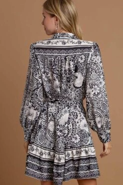 Umgee Full Size Two Tone Floral Border Print Tie Waist Mini Dress Plus Size -Little Loom Store b3e12e61 6d9d 4fda 80f5 7be2b671dadc Max