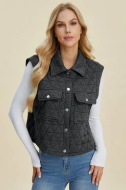 Double Take Full Size Pocketed Texture Snap Down Vest Coat -Little Loom Store b418bd94 d5f5 4270 85db 604244528a4c Max