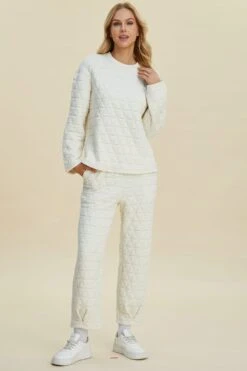 Double Take Full Size Texture Round Neck Long Sleeve Top And Pants Set -Little Loom Store b57b3da5 0fd4 411f 9fe9 2d94203531d8 Max