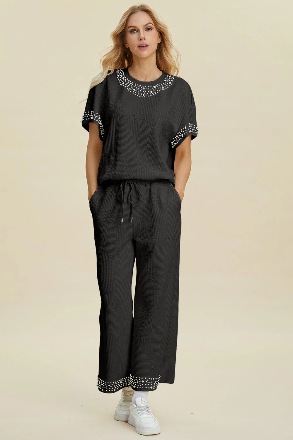 Double Take Full Size Pearl Detail Round Neck Top And Pants Set 5 Double Take Full Size Pearl Detail Round Neck Top And Pants Set - Image 3