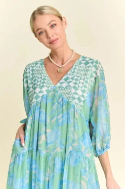 Davi & Dani Geo And Floral Print Mixed Tiered Dress -Little Loom Store b715d19950f84f5bb64e4a50c63f745d Max Origin